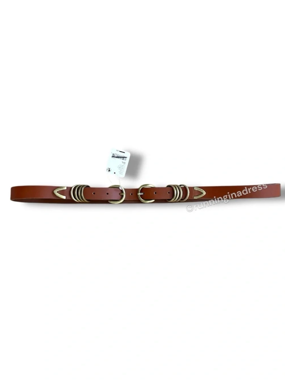 NWT Free People East Meets West Leather Belt Cognac Gold M/L Western Boho Large